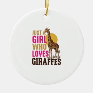 Girl Who Loves Giraffes Vintage Giraffe Shirt Desi Ceramic Ornament