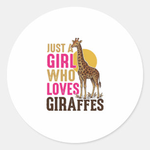 Girl Who Loves Giraffes Vintage Giraffe Shirt Desi Classic Round Sticker