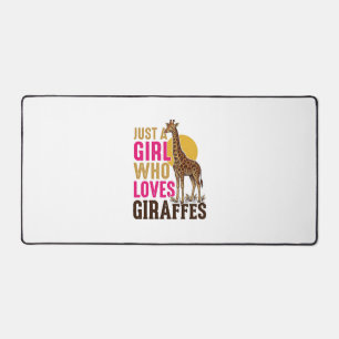Girl Who Loves Giraffes Vintage Giraffe Shirt Desi Desk Mat