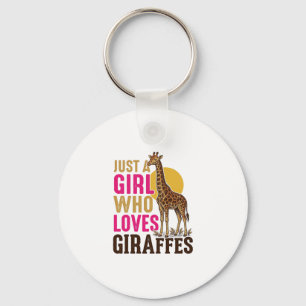 Girl Who Loves Giraffes Vintage Giraffe Shirt Desi Key Ring
