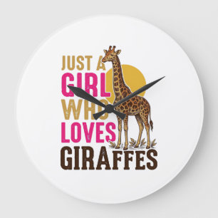 Girl Who Loves Giraffes Vintage Giraffe Shirt Desi Large Clock