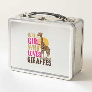 Girl Who Loves Giraffes Vintage Giraffe Shirt Desi Metal Lunch Box