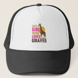 Girl Who Loves Giraffes Vintage Giraffe Shirt Desi Trucker Hat