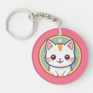 Girl Who Loves Kittens Birthday Party Key Ring
