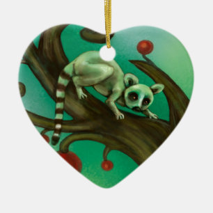 Girl Who Loves Lemurs Ceramic Tree Decoration