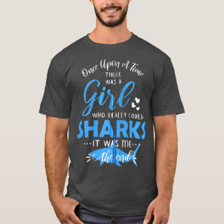 Girl Who Loves Sharks Girls Shark Gift Shark Novel T-Shirt