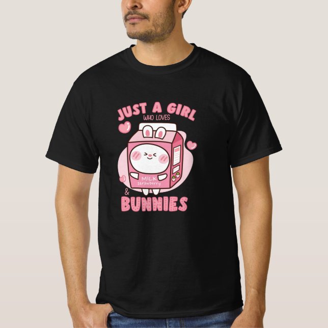 GIRL WHO LOVES STRAWBERRY MILK BUNNIES T-Shirt (Front)