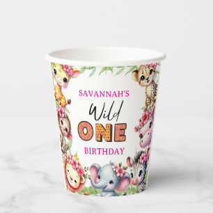 Girl Wild One Jungle Safari Birthday  Paper Cups