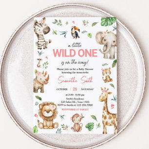 Girl Wild One Safari Baby Shower Invitation