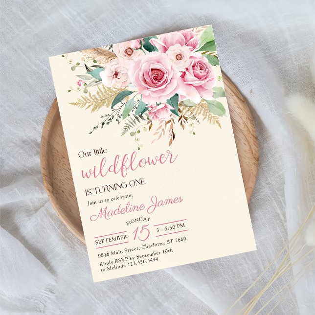 Girl Wildflower 1st Birthday Party Invitation (Creator Uploaded)