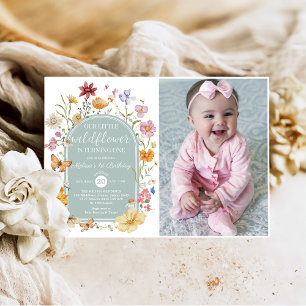 Girl Wildflower 1st Birthday Party Invitation