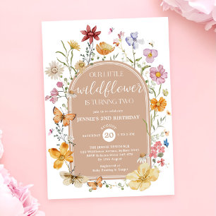 Girl Wildflower 2nd Birthday Party Invitation