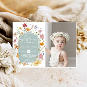 Girl Wildflower 2nd Birthday Party Invitation