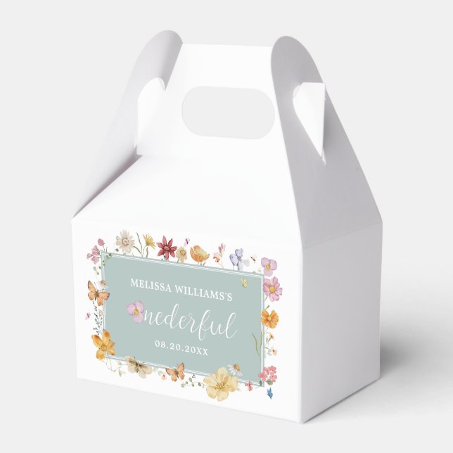 Girl Wildflower Onederful 1st Birthday Party Favour Box (Front Side)