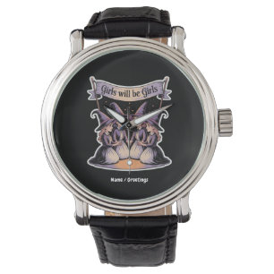 Girl Will Be Girl Funny Witch Halloween Feminism Watch
