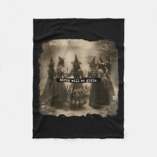 Girl Will Be Girl Witch Halloween Fleece Blanket