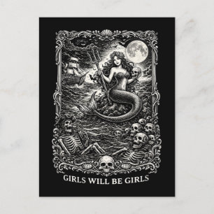 Girl Will Be Girls Female Mytical Mermaid Siren Fu Postcard