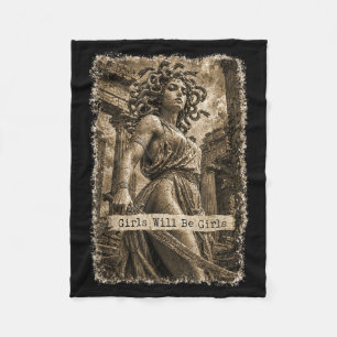 Girl Will Be Girls Medusa Feminist Witch Monster Fleece Blanket