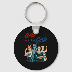 Girl Will Girls Patriotic Feminist Key Ring