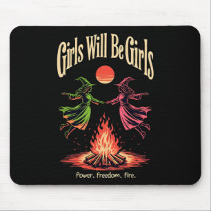 Girl Will Witch Be Girls Feminist Halloween Witch Mouse Pad