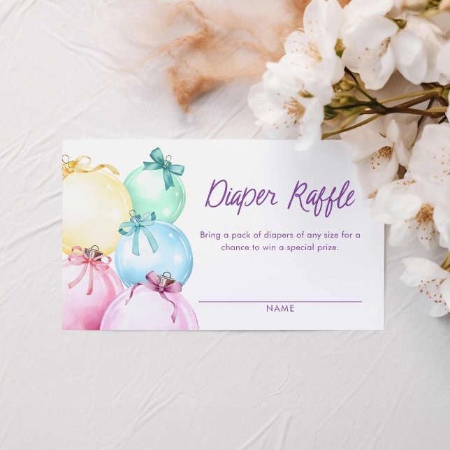 Girl Winter Christmas Diaper Raffle Ticket Enclosure Card (Colorful Christmas Diaper Raffle Ticket)