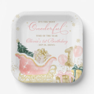 Girl Winter Onederland Birthday Paper Plate