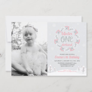 Girl Winter Onederland Photo 1st Birthday Invite