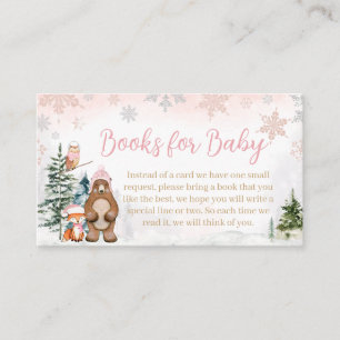 Girl Winter Woodland Baby Shower Books for Baby Enclosure Card