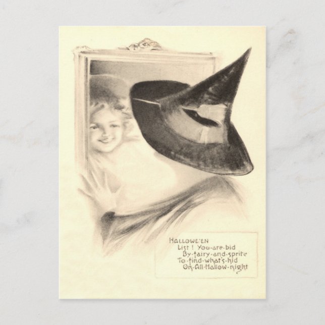 Girl Witch Mirror Postcard (Front)