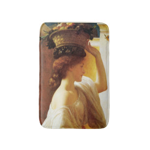 Girl With a Basket of Fruit (by Frederic Leighton) Bath Mat