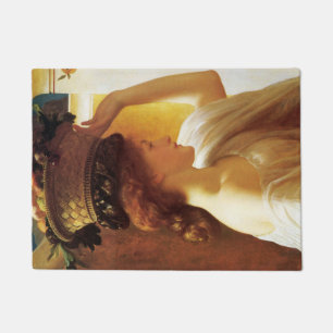 Girl With a Basket of Fruit (by Frederic Leighton) Doormat