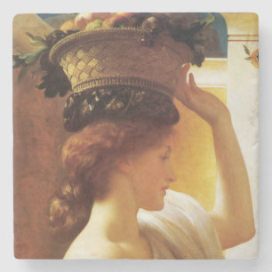 Girl With a Basket of Fruit (by Frederic Leighton) Stone Coaster