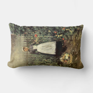 Girl With a Basket of Vegetables in a Garden Lumbar Cushion