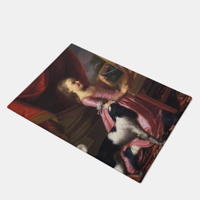 Girl with a Bird and a Dog (John Singleton Copley) Doormat (Angled)