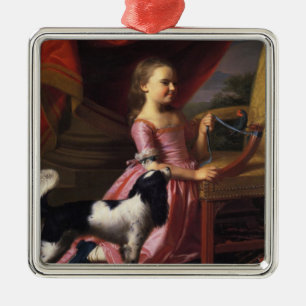 Girl with a Bird and a Dog (John Singleton Copley) Metal Ornament