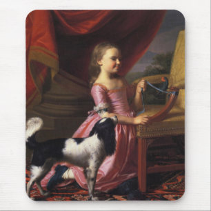 Girl with a Bird and a Dog (John Singleton Copley) Mouse Pad