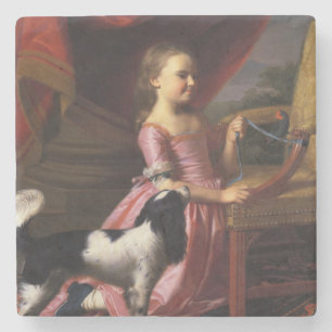 Girl with a Bird and a Dog (John Singleton Copley) Stone Coaster