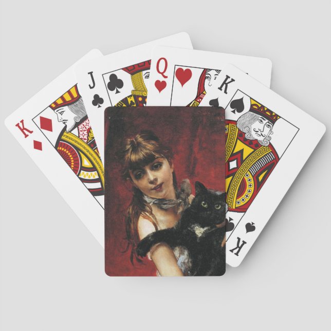 Girl With a Black Cat in Her Arms Playing Cards (Back)