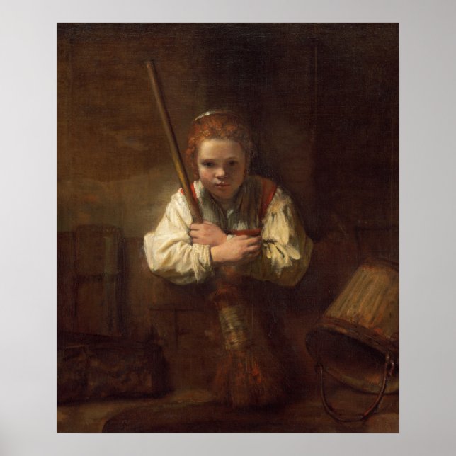 Girl with a Broom - Rembrandt Fine Art Poster (Front)