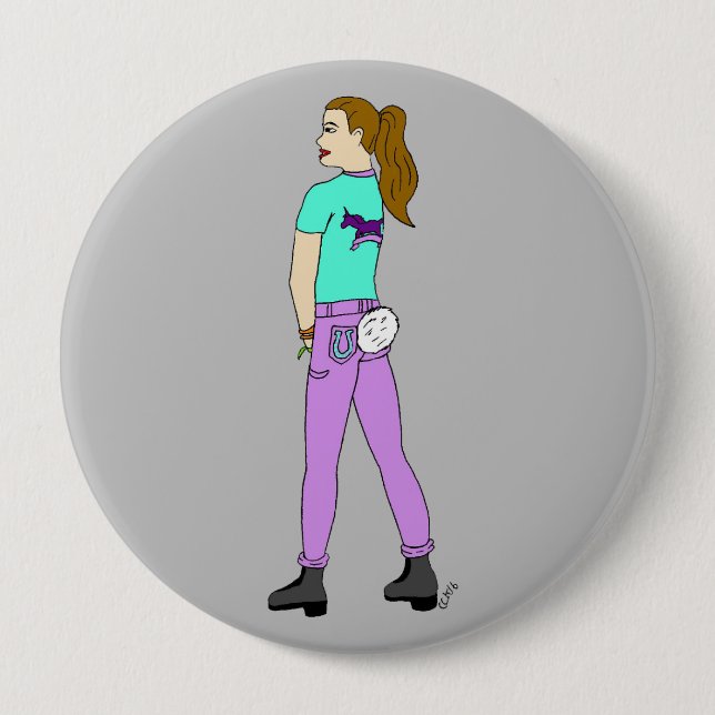 girl with a bunny tail   10 cm round badge (Front)