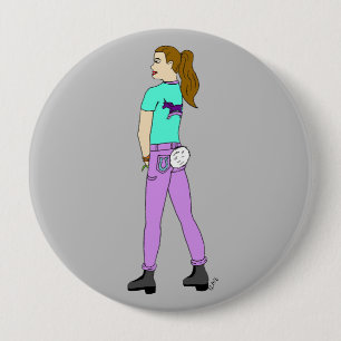 girl with a bunny tail   10 cm round badge