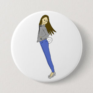 girl with a bunny tail 7.5 cm round badge