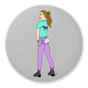 girl with a bunny tail   ceramic knob
