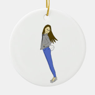 girl with a bunny tail ceramic ornament