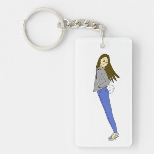 girl with a bunny tail  key ring