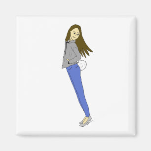 girl with a bunny tail magnet