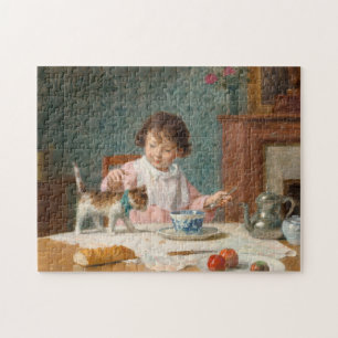 Girl with a Cat   Victor Gabriel Gilbert Jigsaw Puzzle