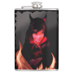 Girl with a Devilish Smile Hip Flask
