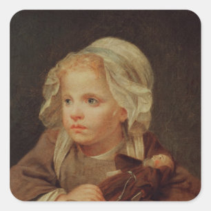 Girl with a Doll Square Sticker