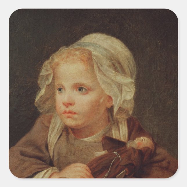 Girl with a Doll Square Sticker (Front)